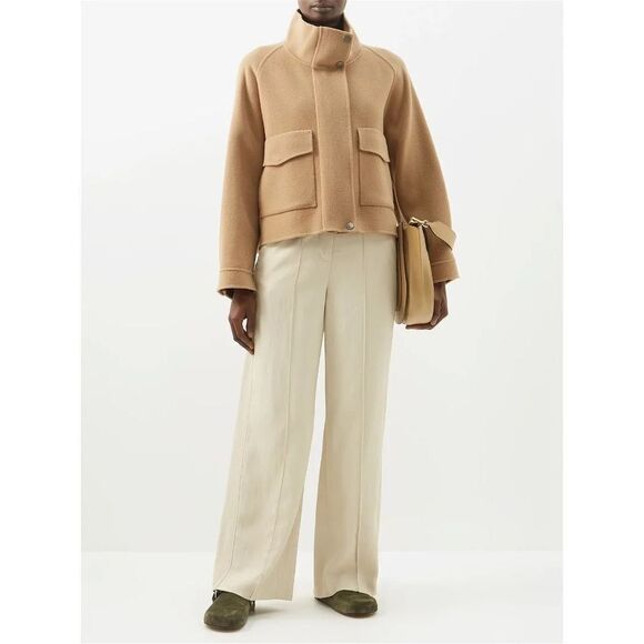 WEEKEND MAX MARA NWT Women's Jajce Wool Mock-Neck Coat Sz 16 Camel - Picture 5 of 6